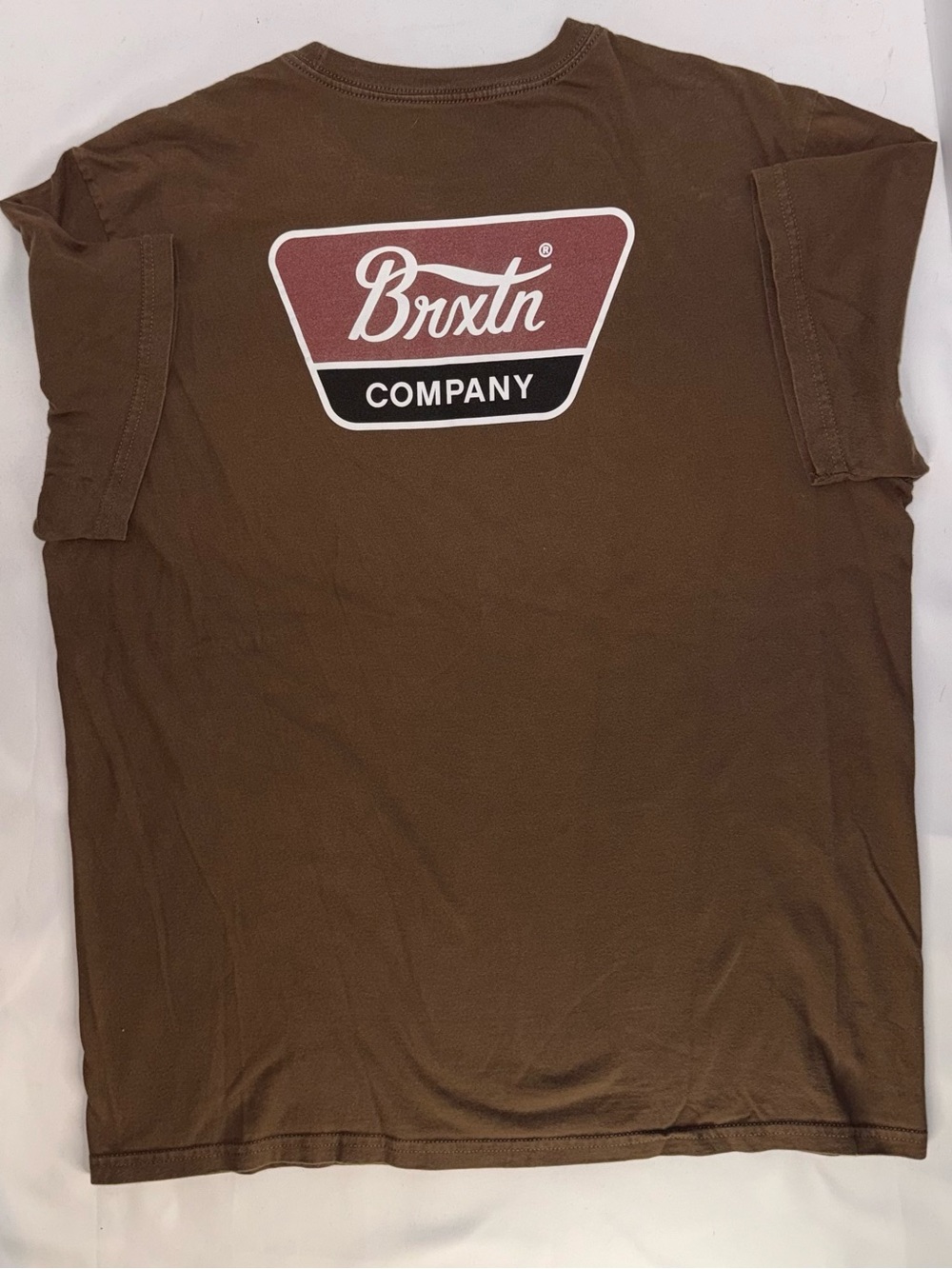 Brixton Brown Short Sleeve Tee with Maroon Logo